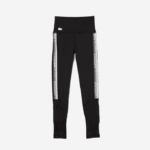 Women Lacoste V0ZN2402 Black 8VM SPORT Logo Stripe Leggings - Image 4