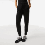 Women Lacoste V0ZN2404 Black 031 Cotton Jersey Trackpants - Image 2
