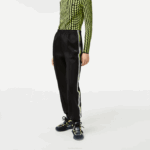 Women Lacoste V0ZN2406 Black 031 Logo Stripe Track Pants - Image 2