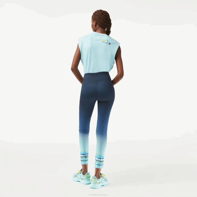 Women Lacoste V0ZN2410 Blue KXE Sport Miami Open Edition Leggings - Image 3