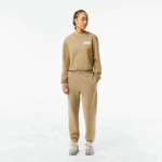 Women Lacoste V0ZN2412 Beige CB8 Blended Cotton Joggers