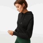 Women Lacoste V0ZN2417 Black 031 Hooded Sweatshirt - Image 2