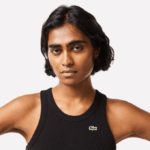 Women Lacoste V0ZN2421 Black 031 Slim Fit Organic Cotton Tank Top - Image 2