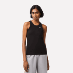 Women Lacoste V0ZN2421 Black 031 Slim Fit Organic Cotton Tank Top