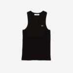 Women Lacoste V0ZN2421 Black 031 Slim Fit Organic Cotton Tank Top - Image 4