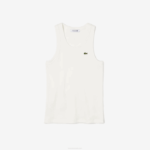 Women Lacoste V0ZN2422 White 70V Slim Fit Organic Cotton Tank Top - Image 4