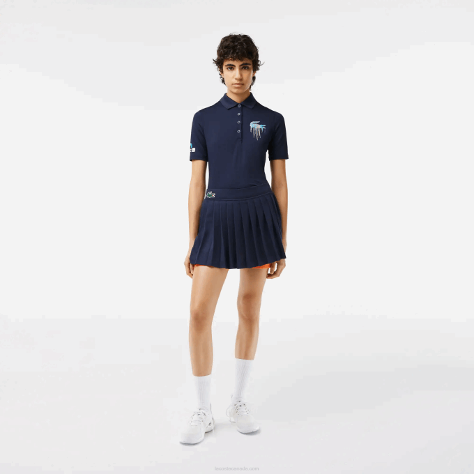 Women Lacoste V0ZN2423 Blue Orange T5I Sport Miami Open Edition Skirt - Image 1