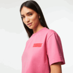 Women Lacoste V0ZN2428 Pink 2R3 Oversizedd Cotton Jersey T-Shirt - Image 2