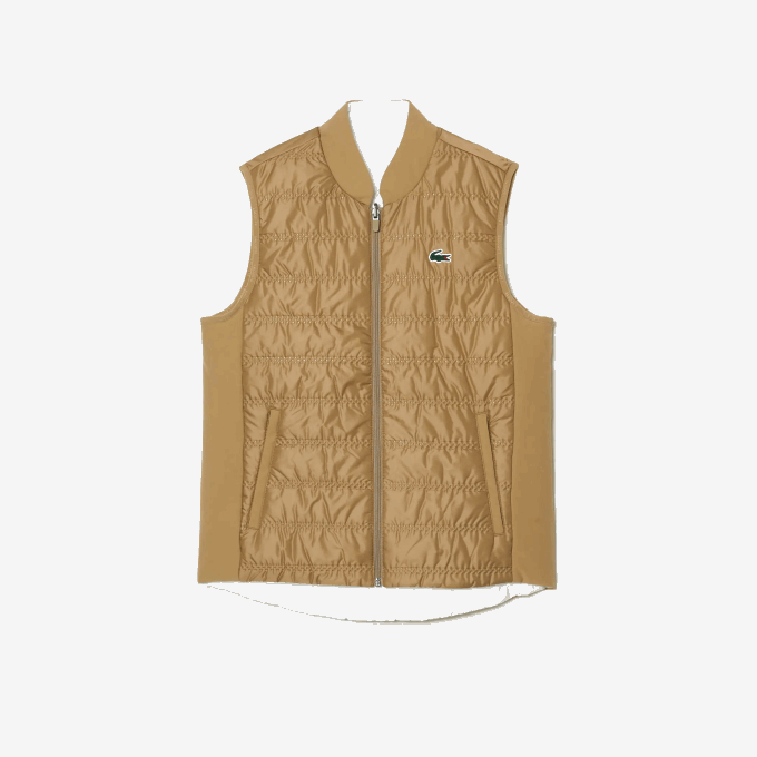 Women Lacoste V0ZN2429 Beige White ZIG SPORT Golf Reversible Vest - Image 4