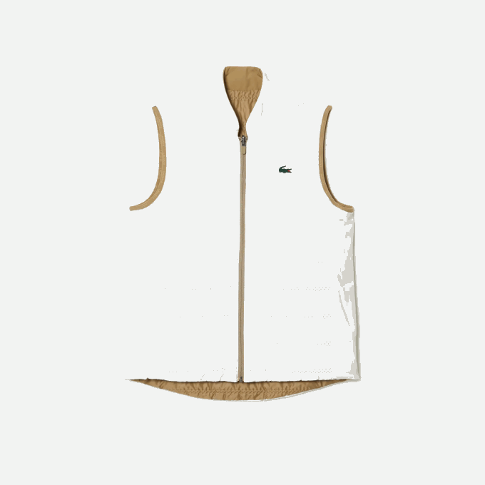 Women Lacoste V0ZN2429 Beige White ZIG SPORT Golf Reversible Vest - Image 5
