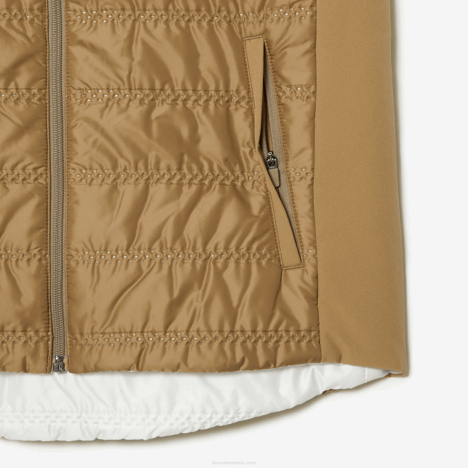 Women Lacoste V0ZN2429 Beige White ZIG SPORT Golf Reversible Vest - Image 7