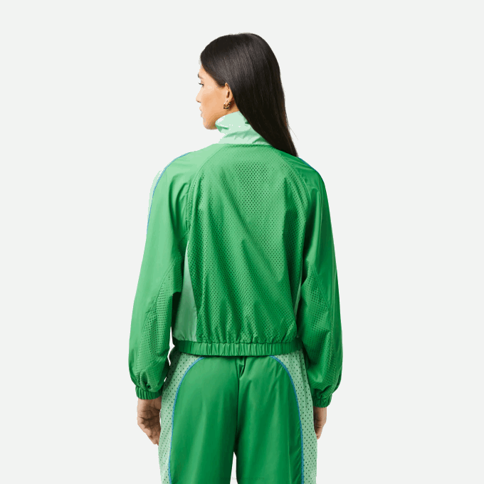 Women Lacoste V0ZN2432 Green FZV Oversized Two Tone Jacket - Image 3