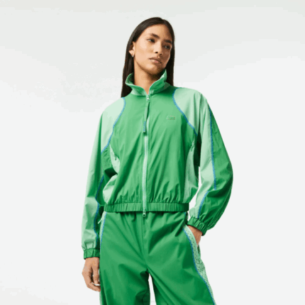 Women Lacoste V0ZN2432 Green FZV Oversized Two Tone Jacket