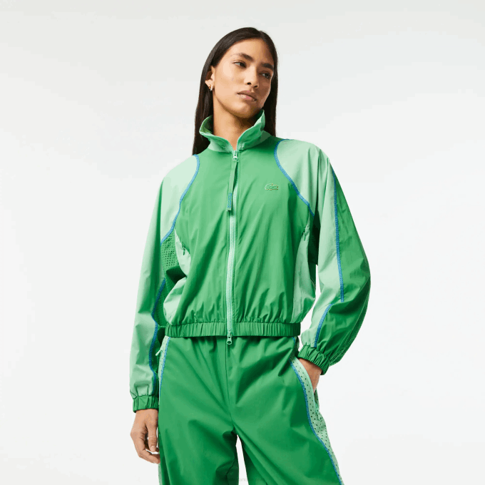 Women Lacoste V0ZN2432 Green FZV Oversized Two Tone Jacket - Image 1