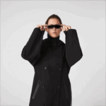 Women Lacoste V0ZN2435 Black 031 Oversized Trench Coat - Image 4