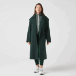 Women Lacoste V0ZN2436 Green R89 Oversized Trench Coat - Image 11