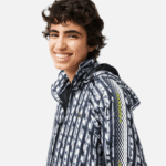 Women Lacoste V0ZN2437 Black Blue White ZI8 Oversized Hooded Track Jacket - Image 2