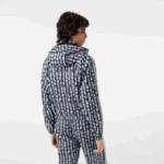 Women Lacoste V0ZN2437 Black Blue White ZI8 Oversized Hooded Track Jacket - Image 3