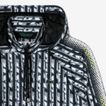 Women Lacoste V0ZN2437 Black Blue White ZI8 Oversized Hooded Track Jacket - Image 5