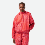 Women Lacoste V0ZN2438 Orange Red Pink ZI1 Oversized Hooded Track Jacket