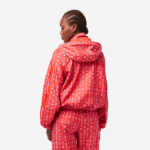 Women Lacoste V0ZN2438 Orange Red Pink ZI1 Oversized Hooded Track Jacket - Image 3