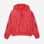 Women Lacoste V0ZN2438 Orange Red Pink ZI1 Oversized Hooded Track Jacket - Image 4