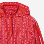 Women Lacoste V0ZN2438 Orange Red Pink ZI1 Oversized Hooded Track Jacket - Image 5