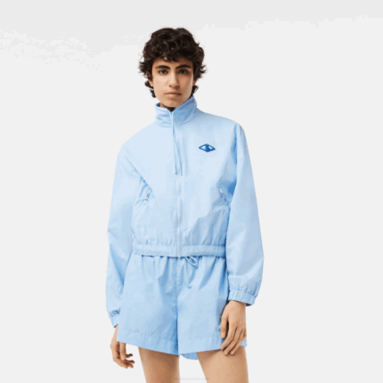 Women Lacoste V0ZN2440 Blue HBP Monogram Print Track Jacket