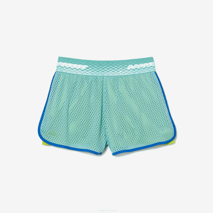 Women Lacoste V0ZN2444 Mint ZLI Tennis Shorts with Built-in Undershorts - Image 4