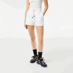 Women Lacoste V0ZN2445 White 001 Plain Shorts - Image 2
