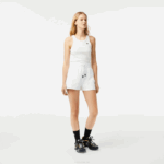 Women Lacoste V0ZN2445 White 001 Plain Shorts