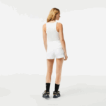 Women Lacoste V0ZN2445 White 001 Plain Shorts - Image 3