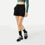 Women Lacoste V0ZN2446 Black 031 Plain Shorts - Image 2