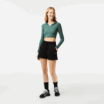 Women Lacoste V0ZN2446 Black 031 Plain Shorts