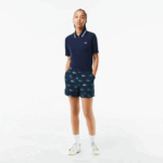 Women Lacoste V0ZN2447 Navy Blue 166 Golf Lightweight Printed Bermuda Shorts