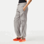 Women Lacoste V0ZN2450 Grey KZW Wide Leg Cargo Pants - Image 2