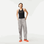 Women Lacoste V0ZN2450 Grey KZW Wide Leg Cargo Pants