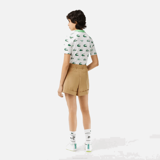 Women Lacoste V0ZN2452 Beige CB8 SPORT Stretch Golf Bermuda Shorts - Image 3