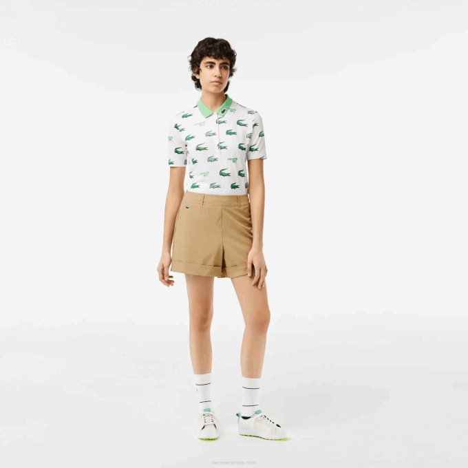 Women Lacoste V0ZN2452 Beige CB8 SPORT Stretch Golf Bermuda Shorts - Image 1