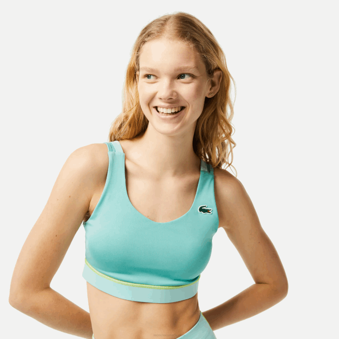 Women Lacoste V0ZN2453 Light Green CR5 SPORT Ultra-Dry Recycled Polyester Sports Bra - Image 2