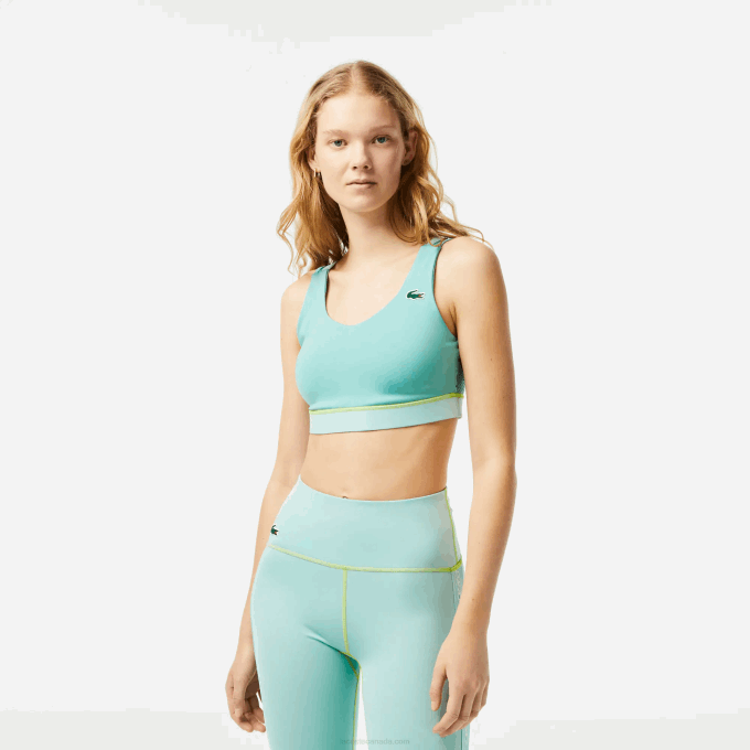 Women Lacoste V0ZN2453 Light Green CR5 SPORT Ultra-Dry Recycled Polyester Sports Bra - Image 1