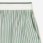 Women Lacoste V0ZN2455 White Khaki Green VI4 Striped Cotton Poplin Shorts - Image 5