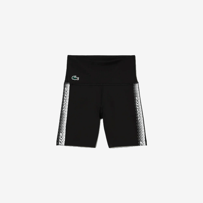 Women Lacoste V0ZN2456 Black C31 SPORT Recycled Polyester Cycle Shorts - Image 4
