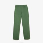Women Lacoste V0ZN2457 Khaki Green KX5 Stretch Gabardine Pants