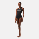 Women Lacoste V0ZN2459 Black 031 One-Piece Recycled Polyester Swimsuit