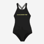 Women Lacoste V0ZN2459 Black 031 One-Piece Recycled Polyester Swimsuit - Image 4