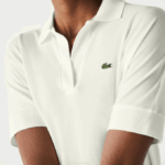 Women Lacoste V0ZN2462 White 70V Loose Fit Flowy Pique Polo - Image 2