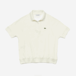 Women Lacoste V0ZN2462 White 70V Loose Fit Flowy Pique Polo - Image 3