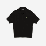 Women Lacoste V0ZN2463 Black 031 Loose Fit Flowy Pique Polo - Image 5