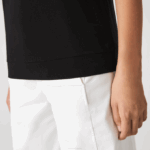 Women Lacoste V0ZN2463 Black 031 Loose Fit Flowy Pique Polo - Image 7